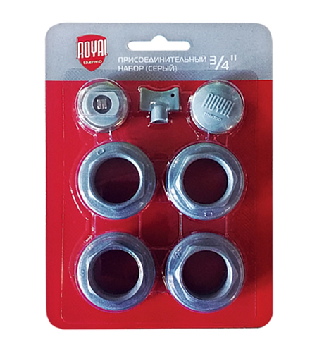 Комплект монтажный для подключения радиатора 3/4&quot; Royal Thermo серебристый: фотография 1