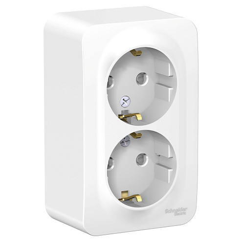 Розетка 2-м ОП Blanca 16А IP20 250В с заземл. защ. шторки с изолир. пластиной бел. SchE BLNRA011211: фотография 1