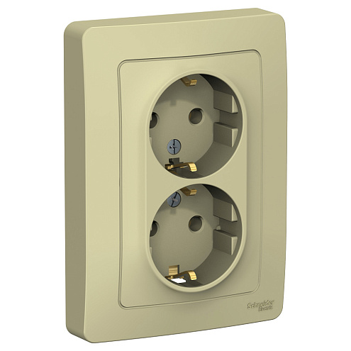 Розетка 2-м СП Blanca 16А IP20 250В с заземл. без защ. шторок беж. SchE BLNRS001027: фотография 1