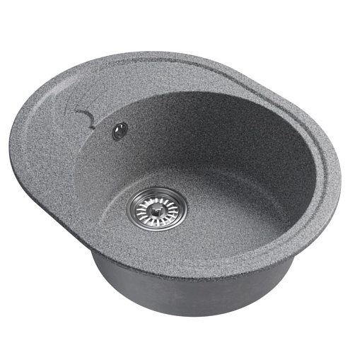 Мойка ML-GM17 овальная с крылом, темно-серая (309), 580х470х180 мм: фотография 1
