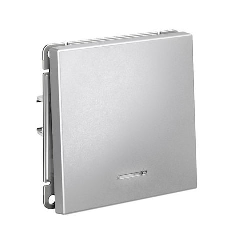 Выключатель 1-клавишный ArtGallery (сх.1а) 10AX с подсветкой механизм алюминий Systeme Electric GAL000313: фотография 1