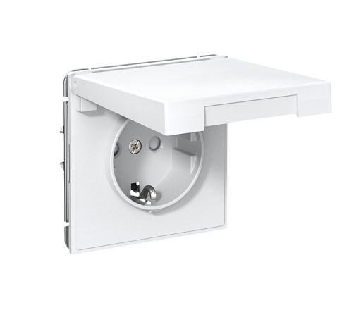 Розетка ArtGallery 16А IP20 с заземлением со шторками с крышкой быстрозажимными клеммами механизм белый Systeme Electric GAL000146S: фотография 1