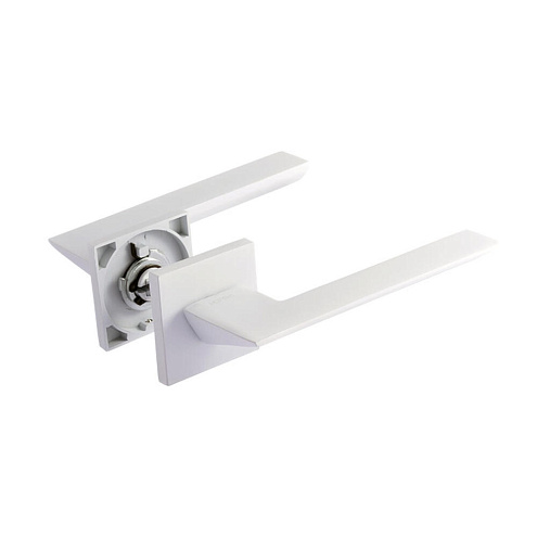 Ручка дверная НОРА-М Slim 130К белый на квадратной накладке: фотография 1