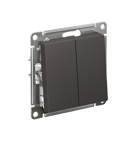 Выключатель 2-клавишный AtlasDesign (сх.5) 10AX механизм базальт Systeme Electric ATN001451: фотография 1