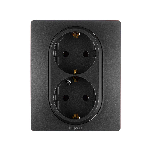 Механизм розетки 2-м СП Etika 2х2К+З антрацит Leg 672623: фотография 1