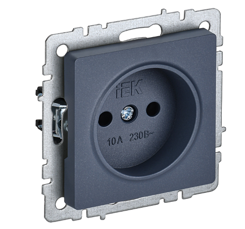 Розетка 1-местная BRITE без заземления без защитных шторок 10А РС10-1-0-БрМ механизм маренго IEK BR-R10-10-K35: фотография 1