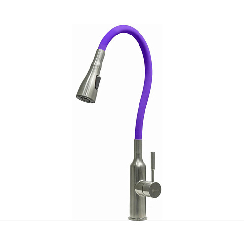Смеситель Lemark &quot;Эксперт&quot; LM5082S-Violet для кухни с гибким  изливом и 2х-функциональным аэратором сталь/фиолетовый: фотография 1
