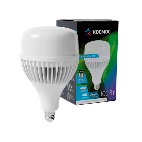 Лампа светодиодная высокомощная HWLED 100Вт 220В E27/40 6500К КОСМОС LksmHWLED100WE2765: фотография 1