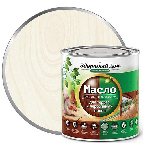 Масло для террас и деревянных полов &quot;Здоровый Дом&quot;, Белое 0,75л: фотография 1