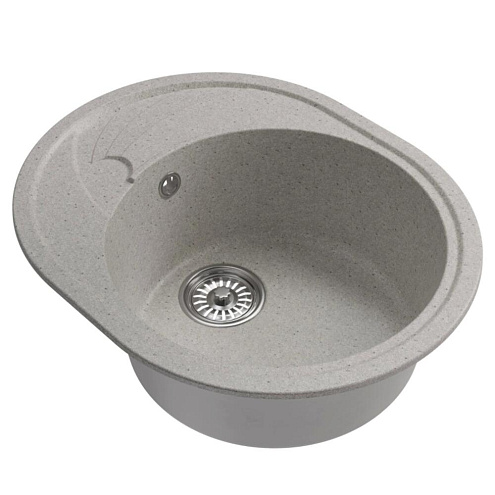 Мойка ML-GM17 овальная с крылом, серая (310), 580х470х180 мм: фотография 1