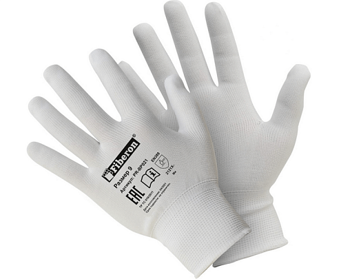 Перчатки "Для сборочных работ" из полиэстера, белые, размер L, Fiberon: фотография 1