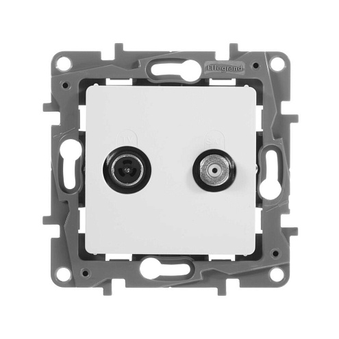 Механизм розетки TV-SAT СП Etika двухкабельная белый Leg 672257: фотография 1