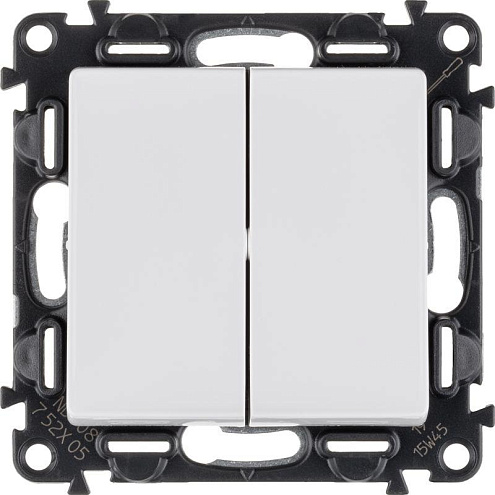 Механизм выключателя 2-кл. СП Valena Life 10А IP20 250В с лицевой панелью; безвинтовые зажимы бел.: фотография 1