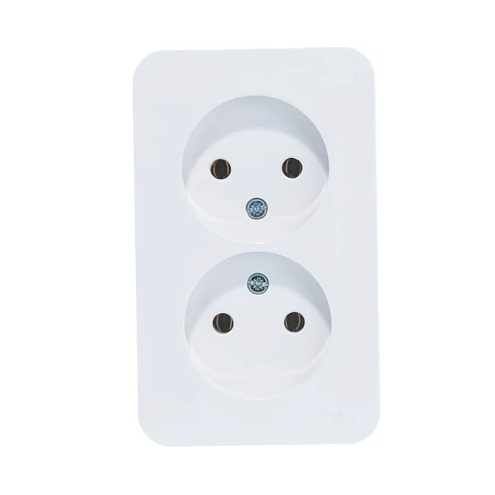 Розетка 2-м ОП Blanca 16А IP20 250В без заземления без защитных шторок с металлической пластиной белая SE BLNRA000221: фотография 1