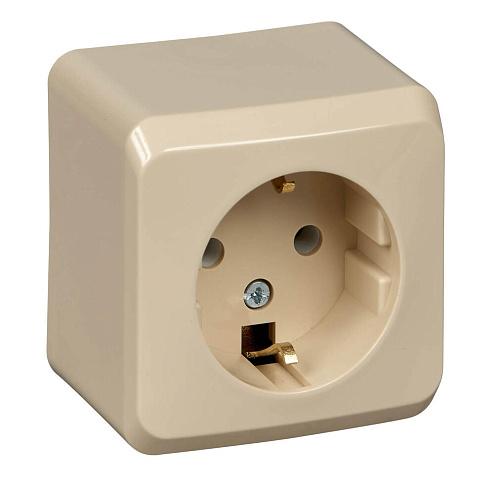 Розетка 1-м ОП Этюд 16А с заземл. крем. SchE PA16-003K: фотография 1