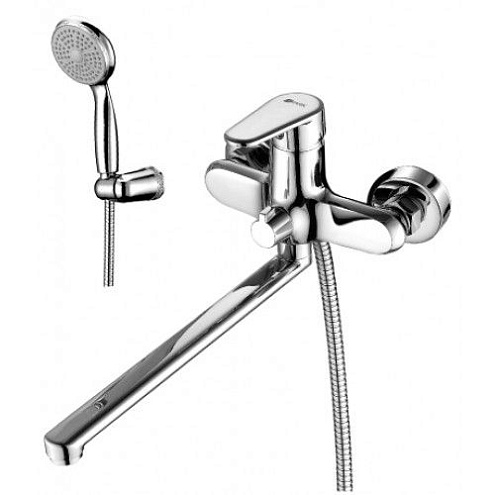 LM0351C &quot;Поинт&quot; Смеситель универсальный с плоским изливом 300мм,  дивертор с кер. пластинами, хром: фотография 1