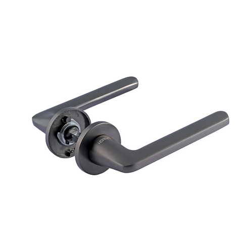 Ручка дверная НОРА-М Slim 134А графит на круглой накладке: фотография 1