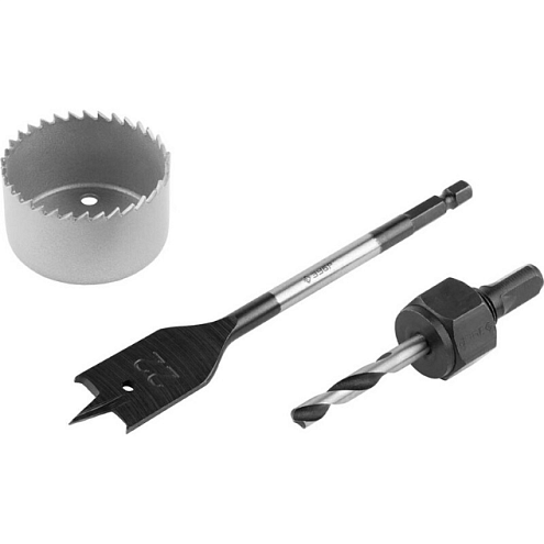 Набор для врезания замков, D 48/22мм, 3 предмета, ЗУБР: фотография 1