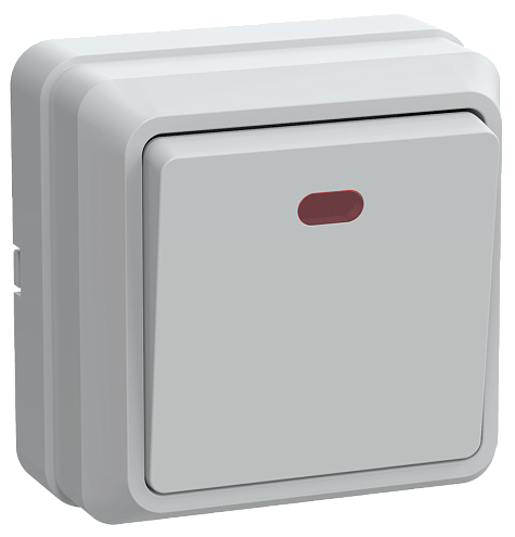 Выключатель 1-кл. ОП ОКТАВА с инд. 10А IP20 ВС20-1-1-ОБ бел. ИЭК EVO11-K01-10-DC: фотография 1