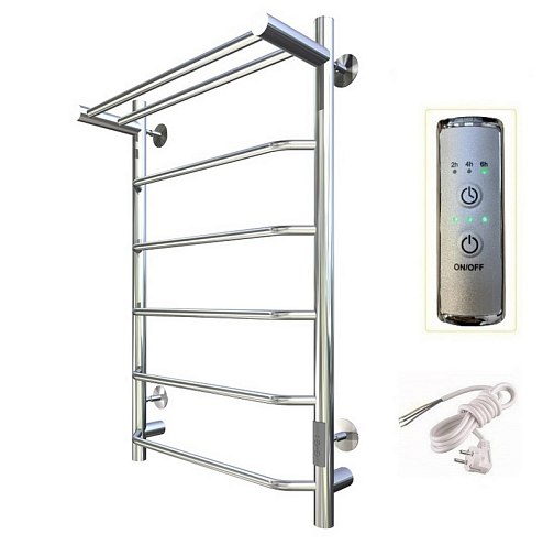 Полотенцесушитель электрический ЛЦ 80х50 Трапеция Полка 7 перекладин, универсальный (скрытое подключение) Тругор: фотография 1