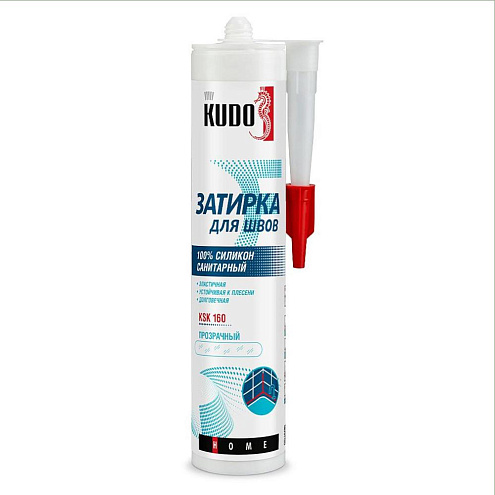 Герметик-затирка для швов KUDO HOME KSK-160 силиконовый санитарный, прозрачный, 280мл: фотография 1