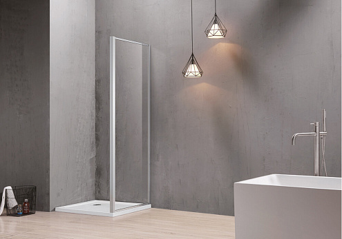 Боковая часть душевого ограждения SANTREK AQUA Time- SP-800-C-Chrome 800х1950 стекло прозрачное 6мм, профиль Хром: фотография 1