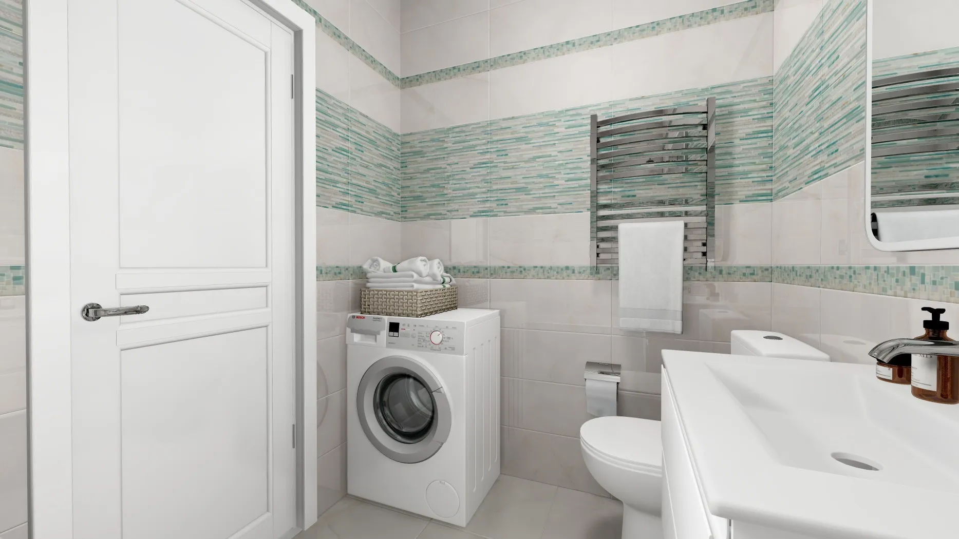 Дизайн-проект совмещенного санузла 3,885 кв.м (коллекция Capri от Gracia Ceramica)